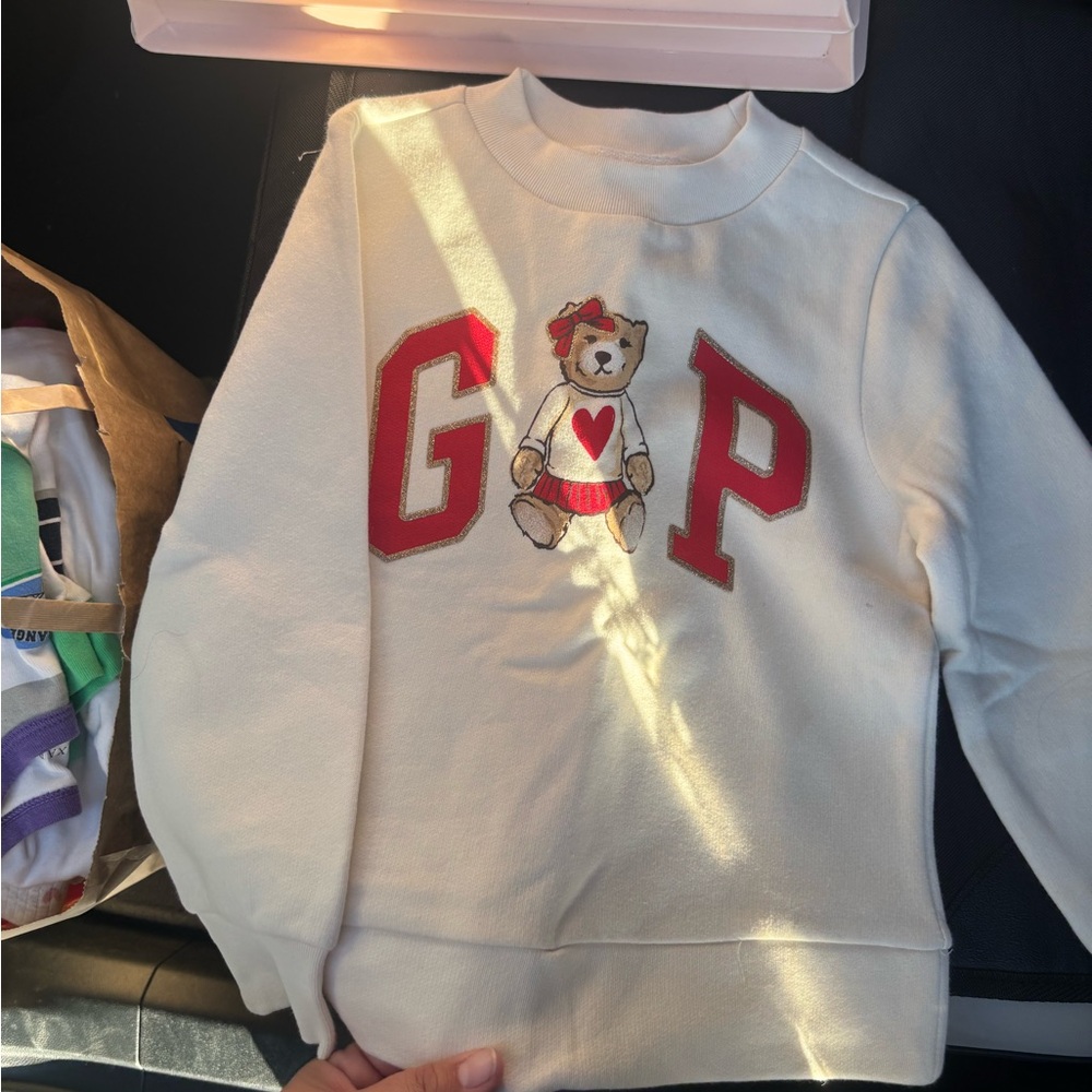 GAP Kids White and Red Bear Hoodie